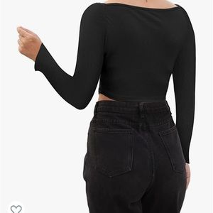 Long Sleeve Ribbed Knit Crop Top Scoop Neck
Asymmetrical Hem Tee Shirt